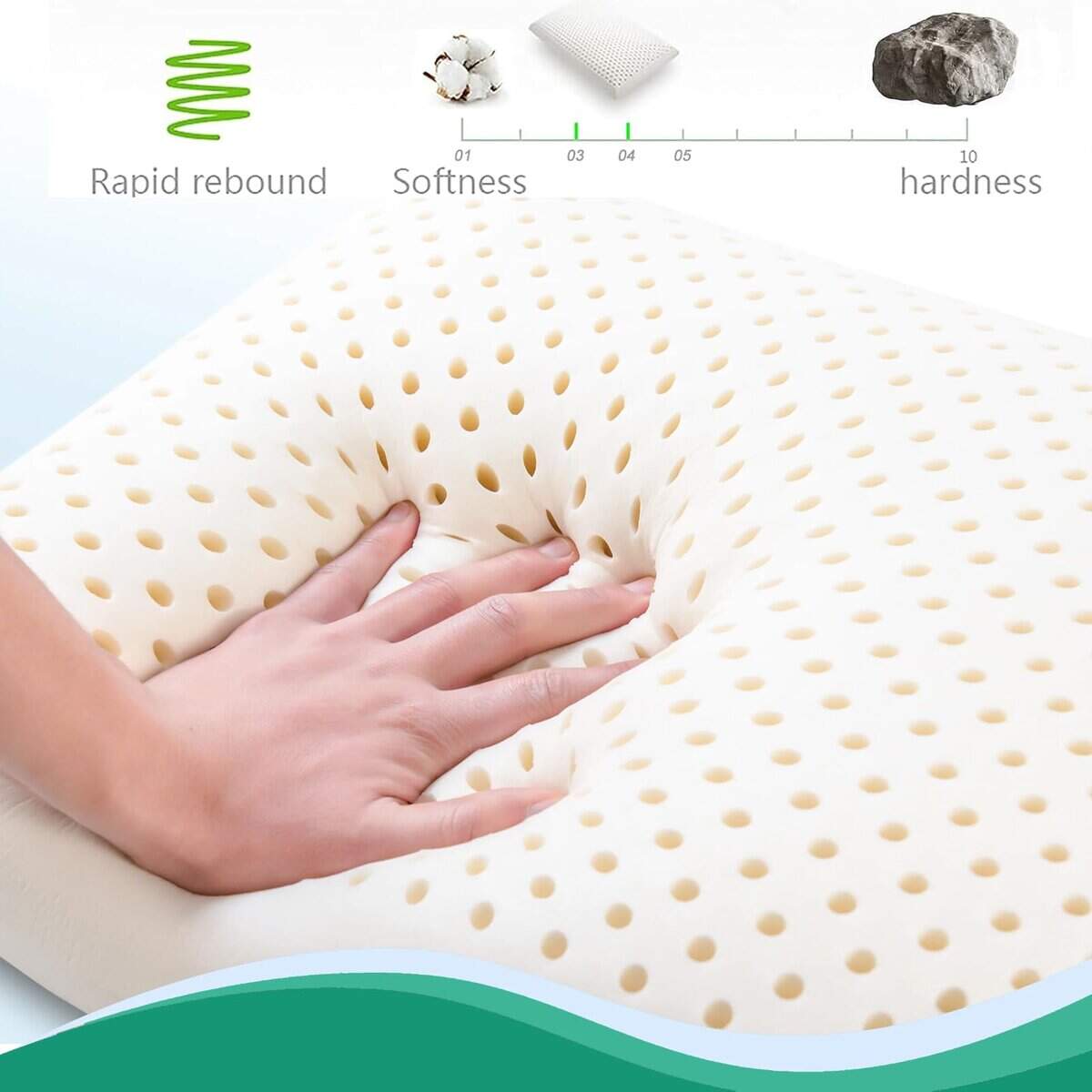 Almohada de látex ZKSIAMT, Almohada de látex Talalay 100% - Imagen 8