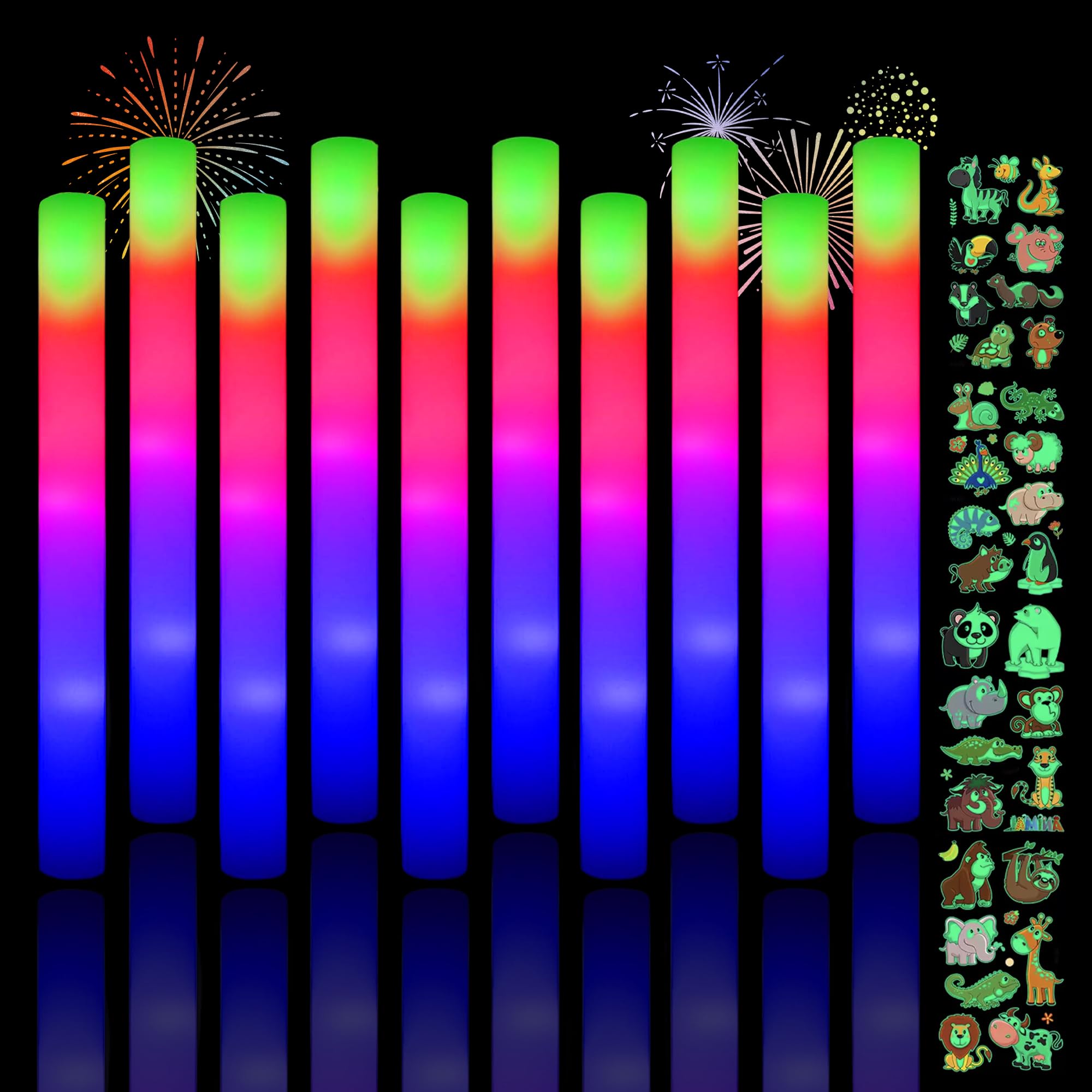 Bachaa 50 PC Foam Glow Sticks - Varitas luminosas LED con