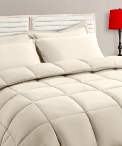 Juego de edredón tamaño Twin color beige claro TAIMIT - 5