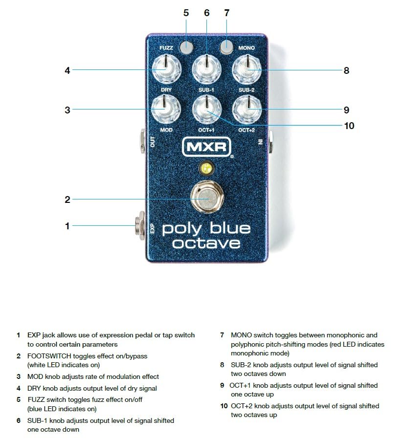 Pedal de Efectos Multi MXR M306 Poly Blue Octave Pitch - Imagen 9