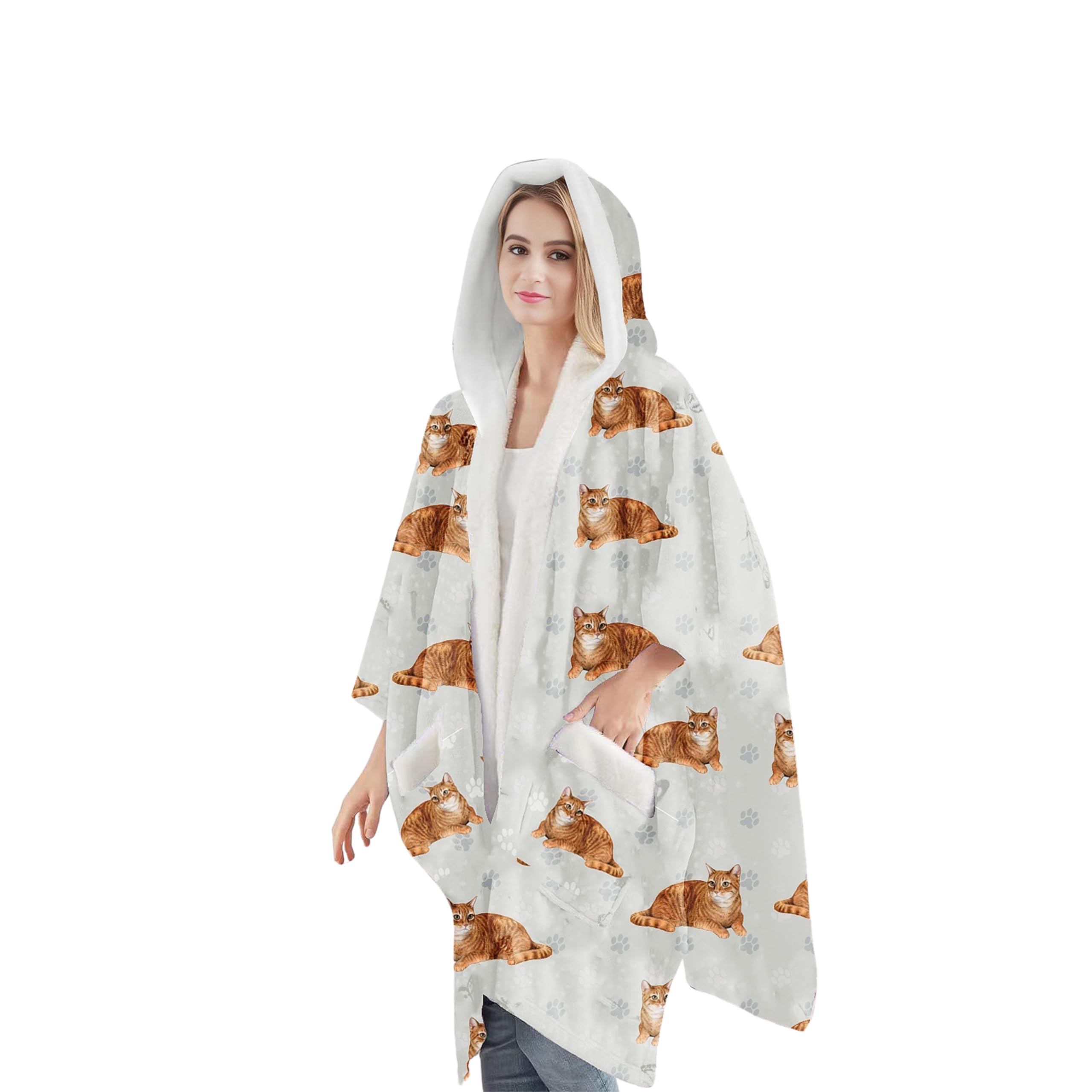 Manta con Capucha Tabby Orange Cat de E&S Pets - Manta con