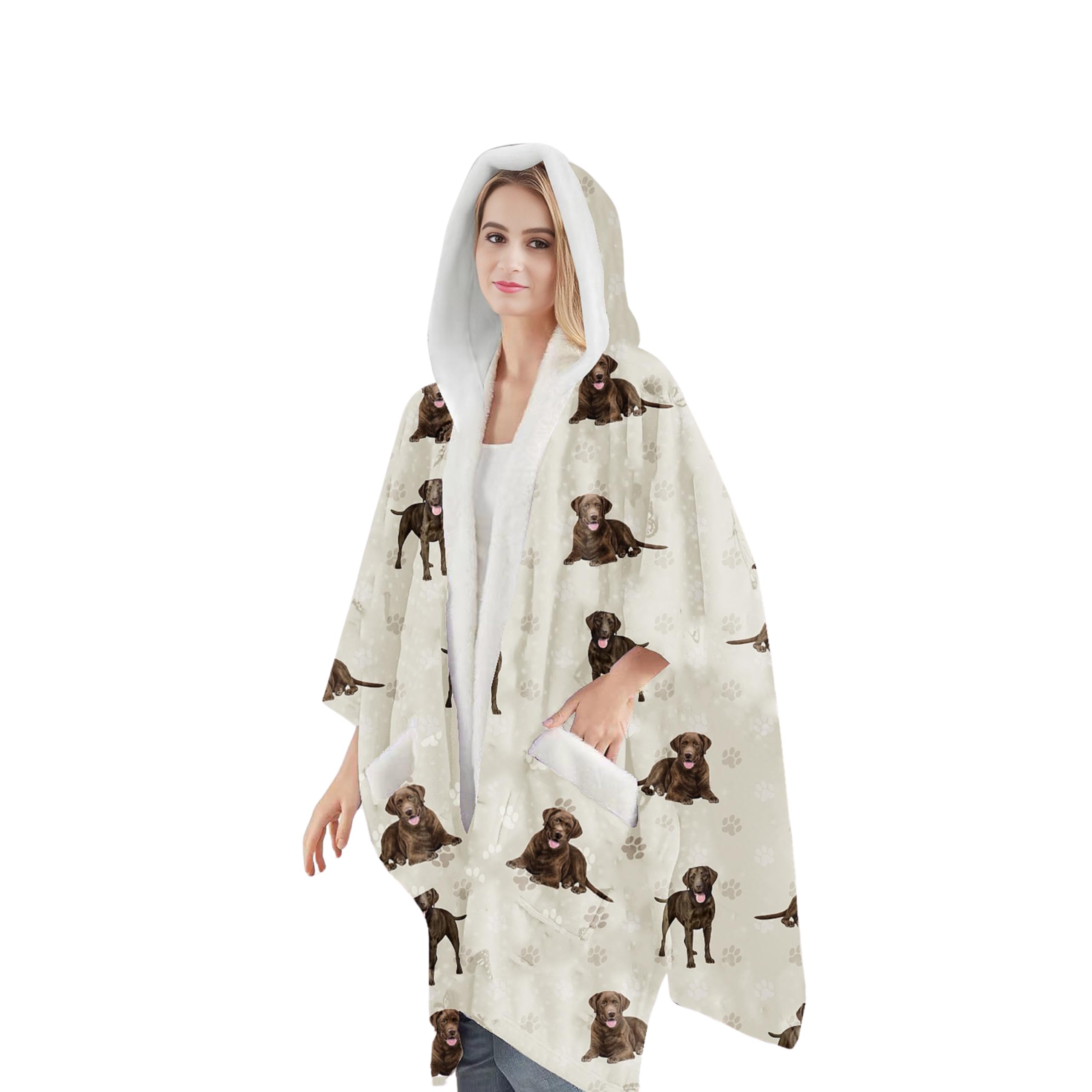 Manta con capucha con diseño de Labrador Chocolate - Suéter