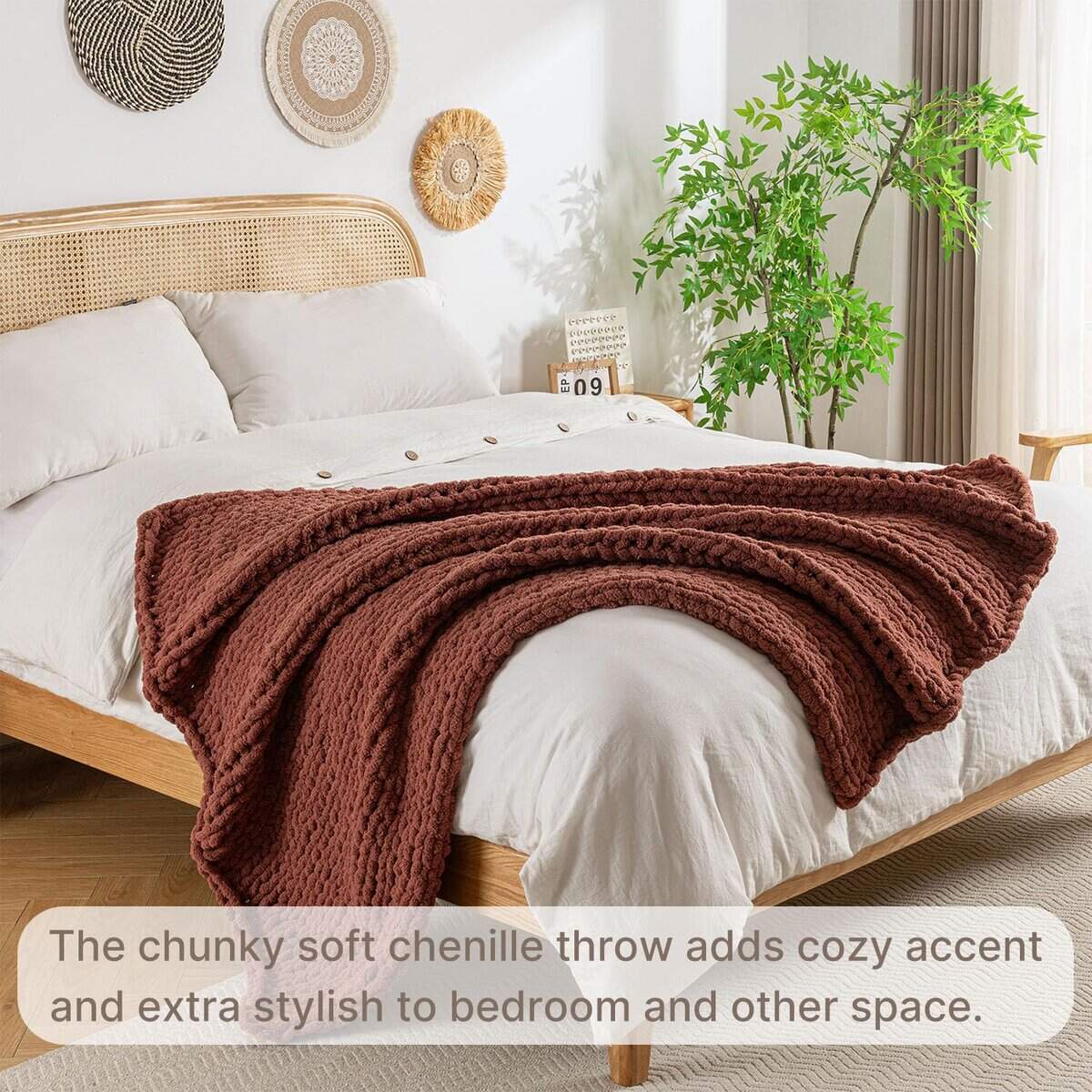 Manta de Punto Grueso LAST MODA, 100% Manta de -Café Cobre - Imagen 5