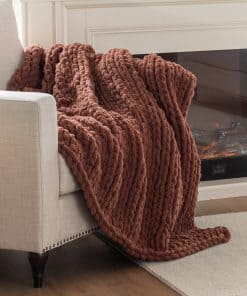 Manta de Punto Grueso LAST MODA, 100% Manta de -Café Cobre