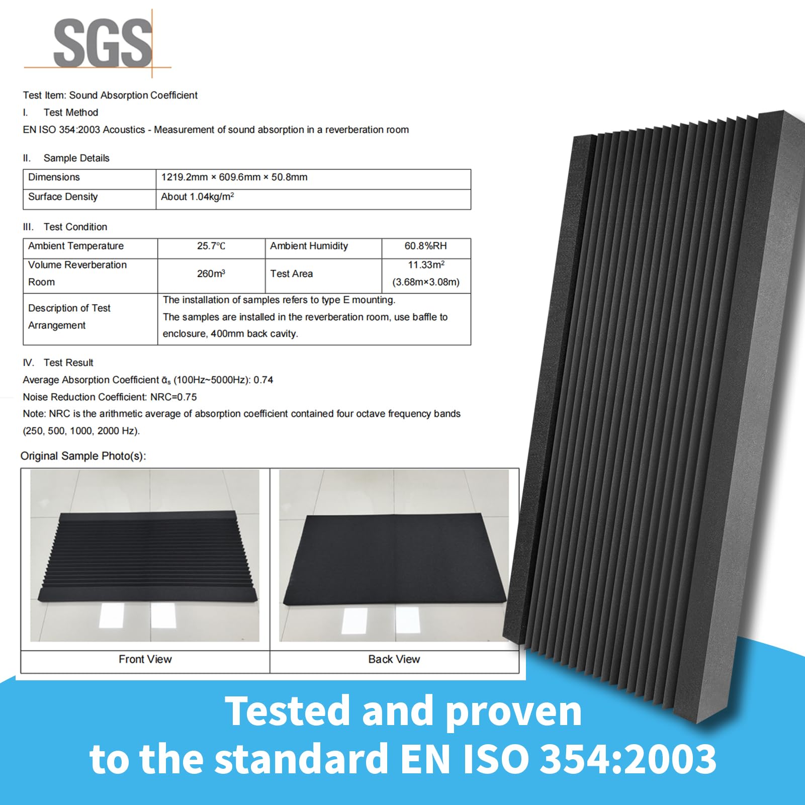 Paneles de Espuma Acústica Art3d en Diseño de Cuña, Paquete - Imagen 10