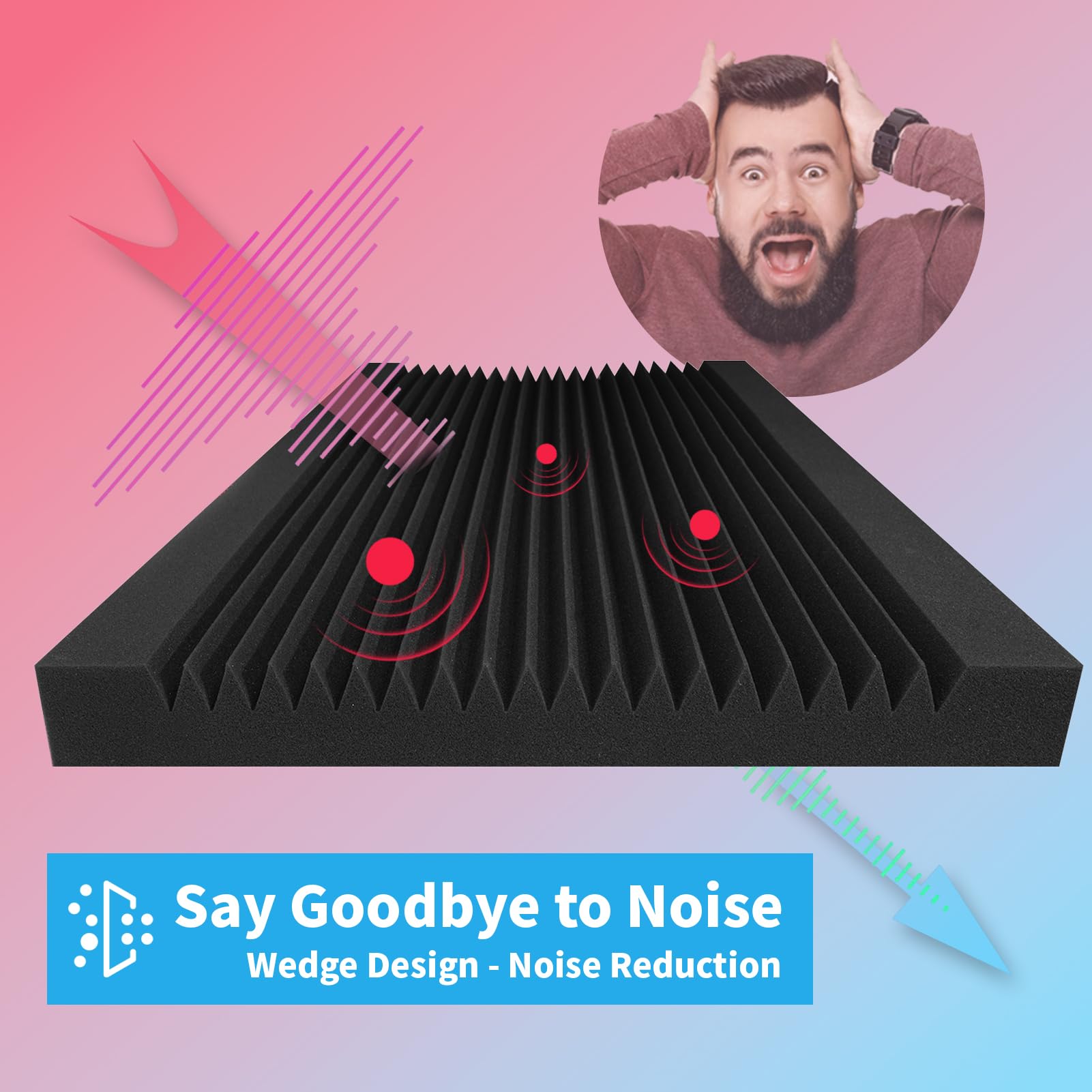 Paneles de Espuma Acústica Art3d en Diseño de Cuña, Paquete - Imagen 7