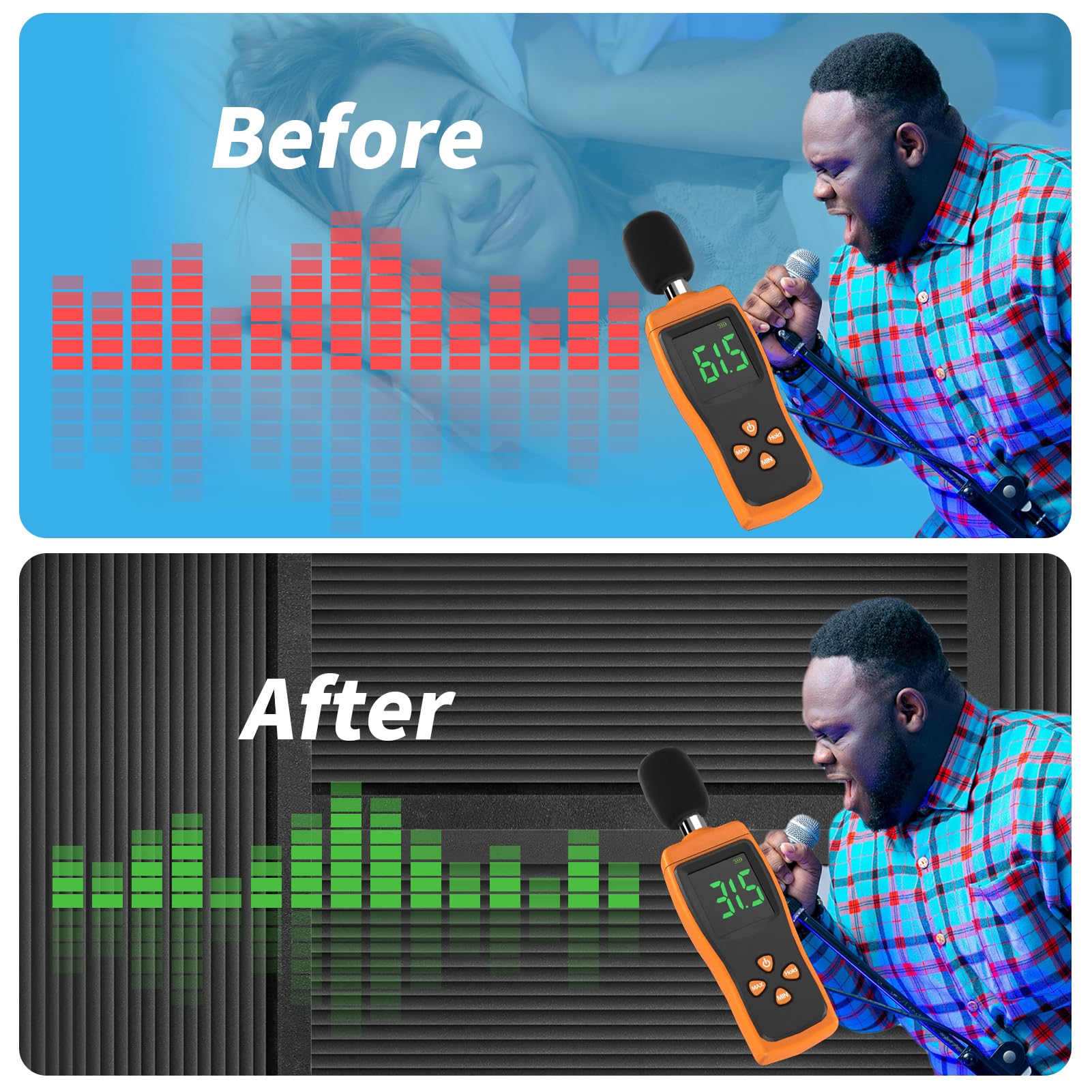 Paneles de Espuma Acústica Art3d en Diseño de Cuña, Paquete - Imagen 9