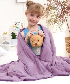 Manta ponderada morada para niños (7 libras, tamaño de