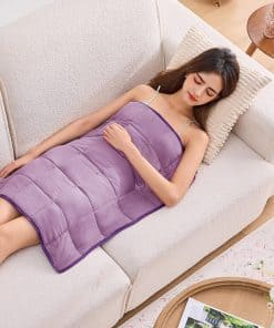 Manta de regazo ponderada morada para adultos 5 lbs,