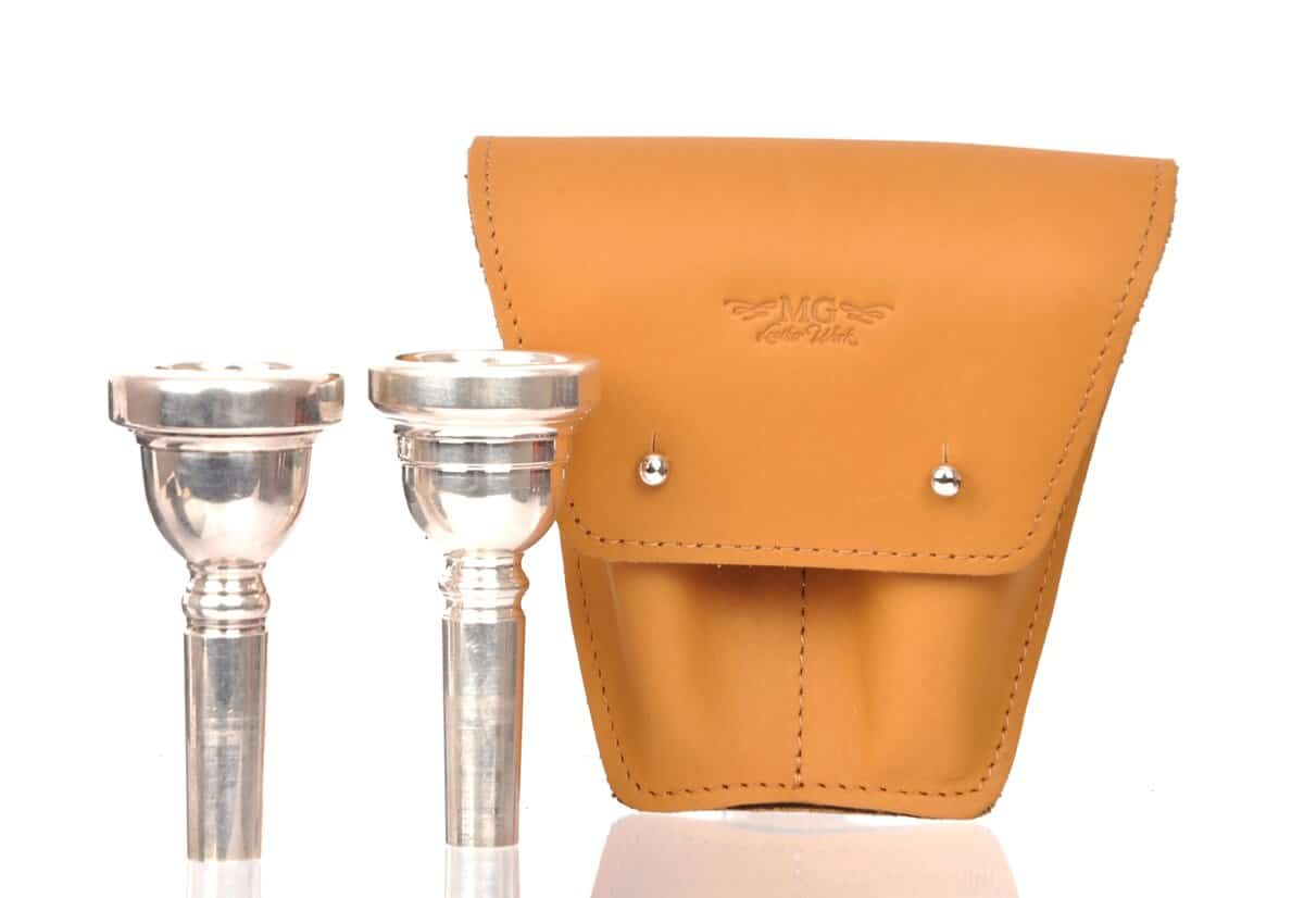 Porta boquilla de trombón/eufonio. Estuche de cuero genuino