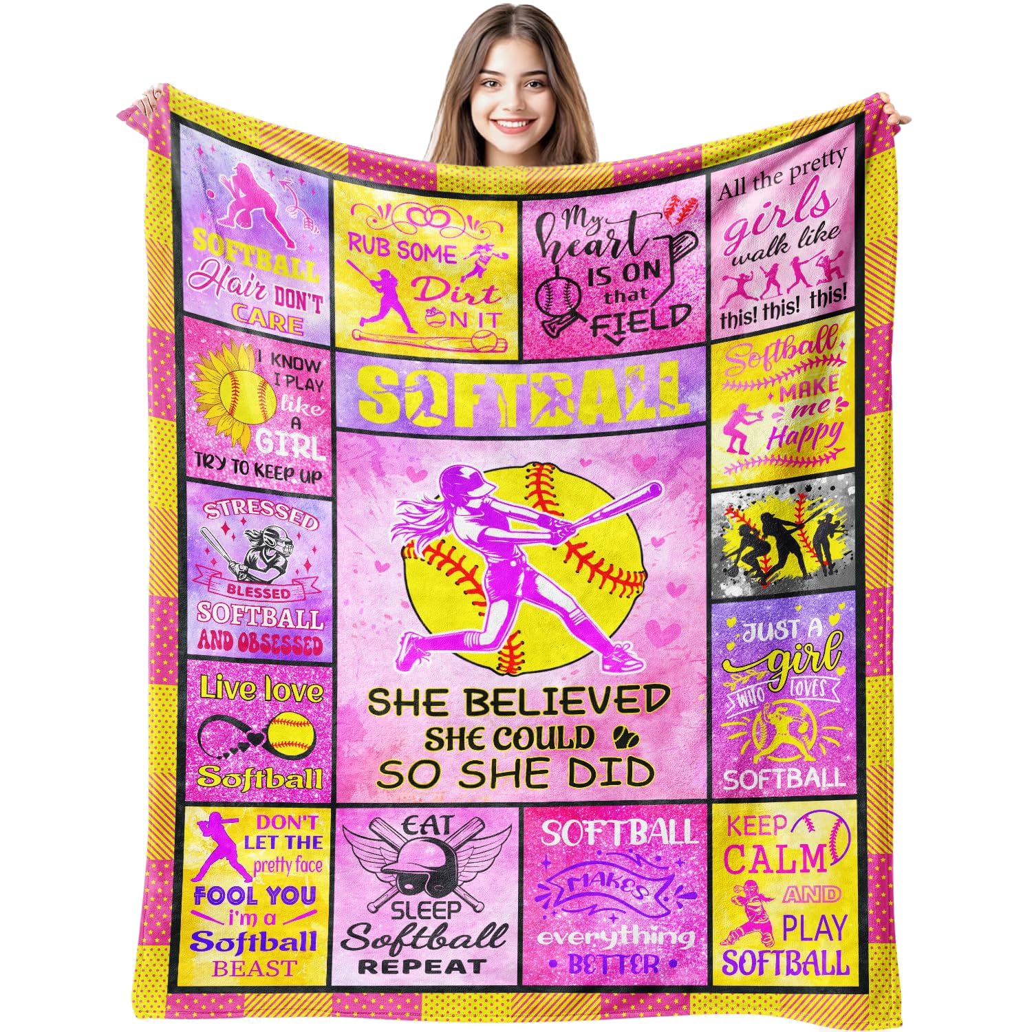 Manta de softbol regalos, Regalos de softbol para niñas,