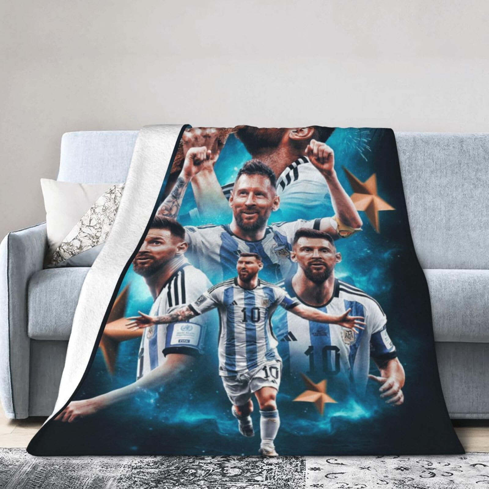 Manta de tiro deportiva con diseño de balón de fútbol suave