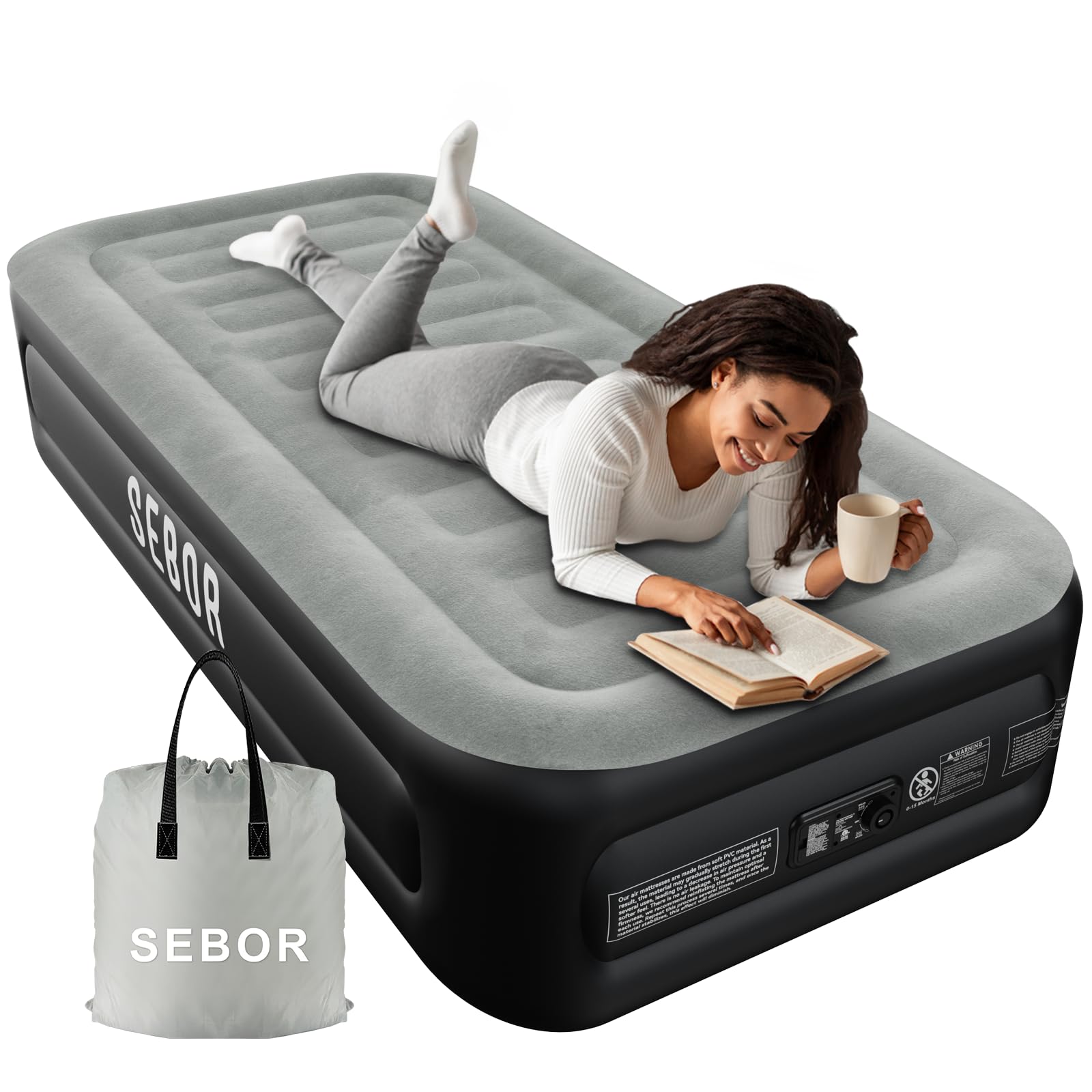 Colchón de Aire Sebor X-Long Twin con Bomba -Gris