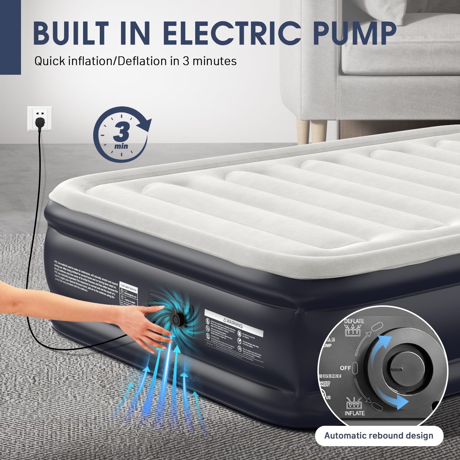 Colchón de aire completo con bomba incorporada, colchón - Imagen 6
