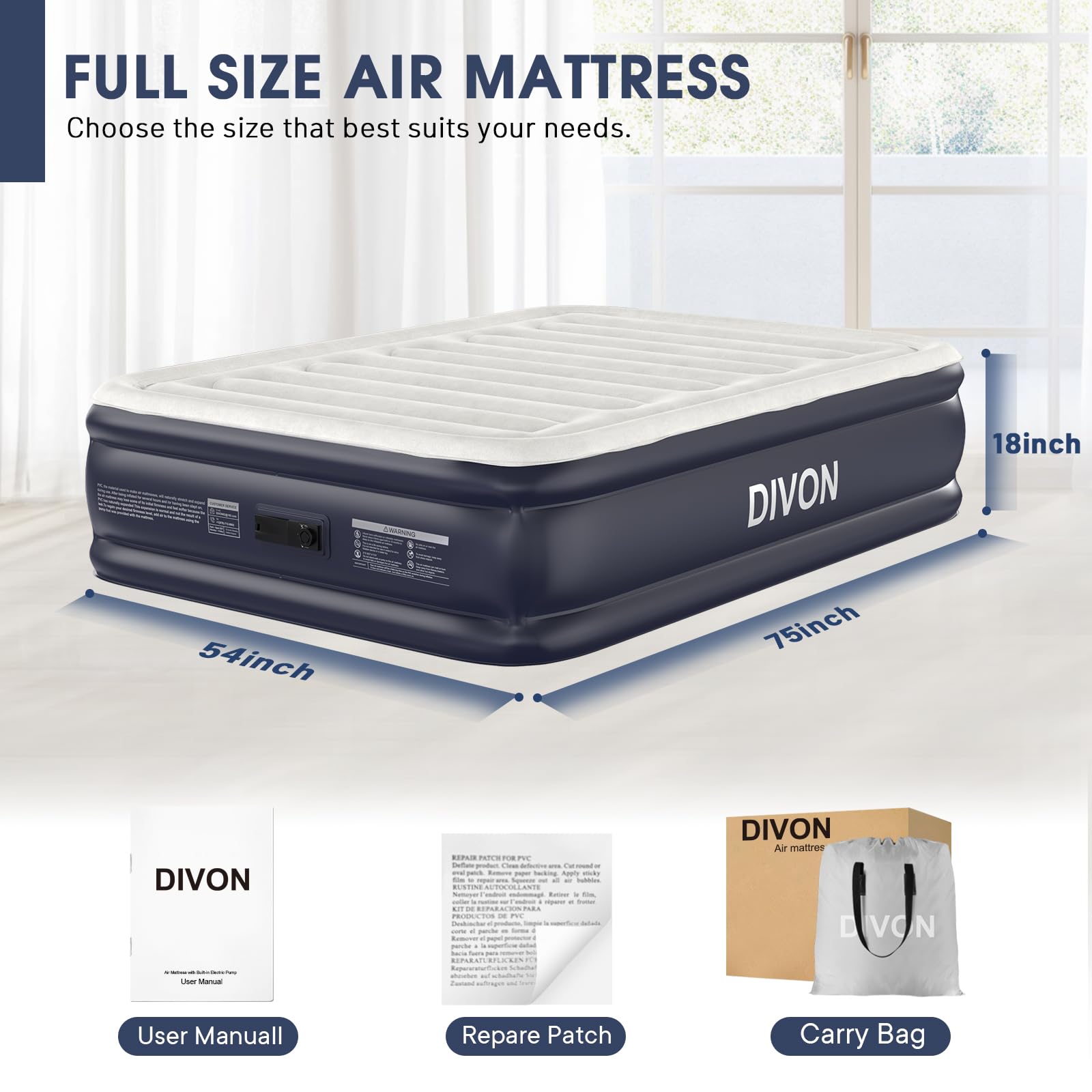 Colchón de aire completo con bomba incorporada, colchón - Imagen 10