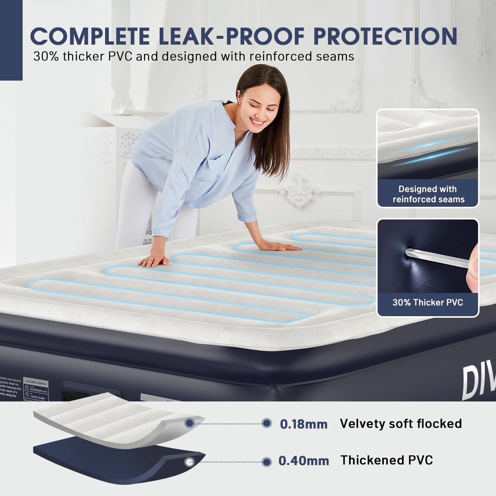 Colchón de aire completo con bomba incorporada, colchón - Imagen 4