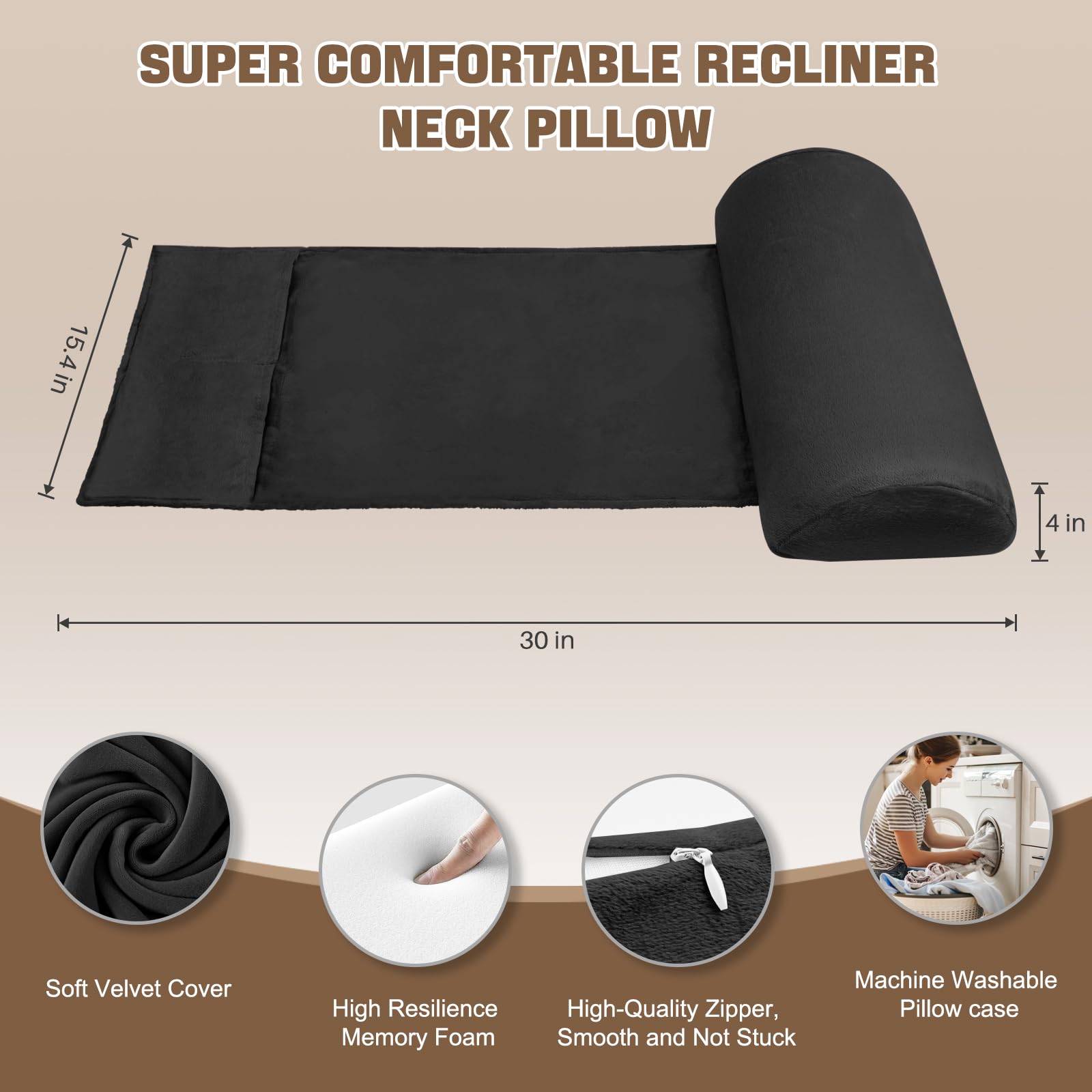 Almohada para el cuello Xmntdo para Reclinable, Terciopelo - Imagen 3