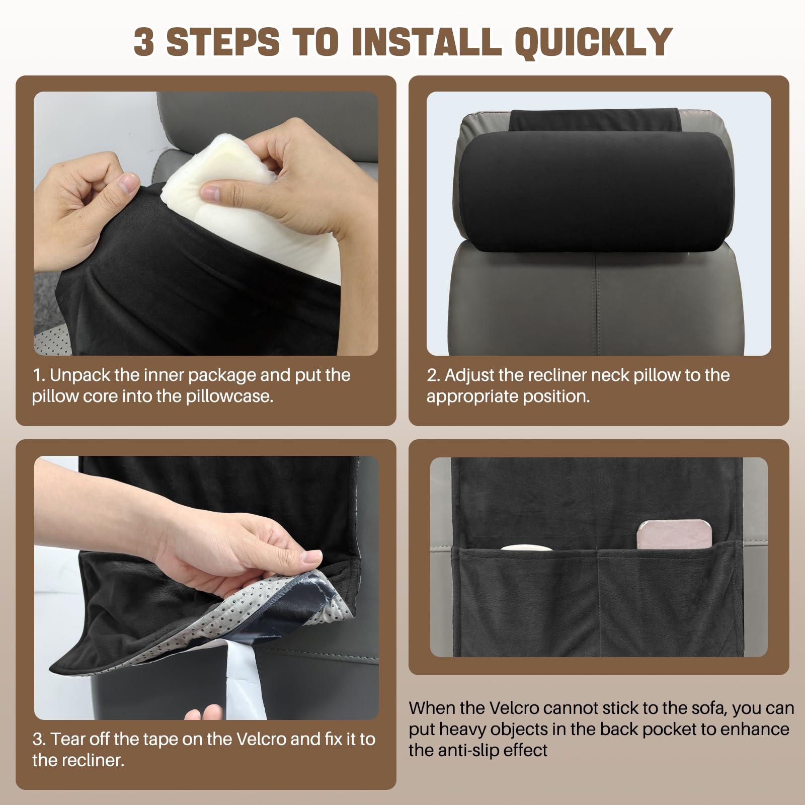 Almohada para el cuello Xmntdo para Reclinable, Terciopelo - Imagen 4