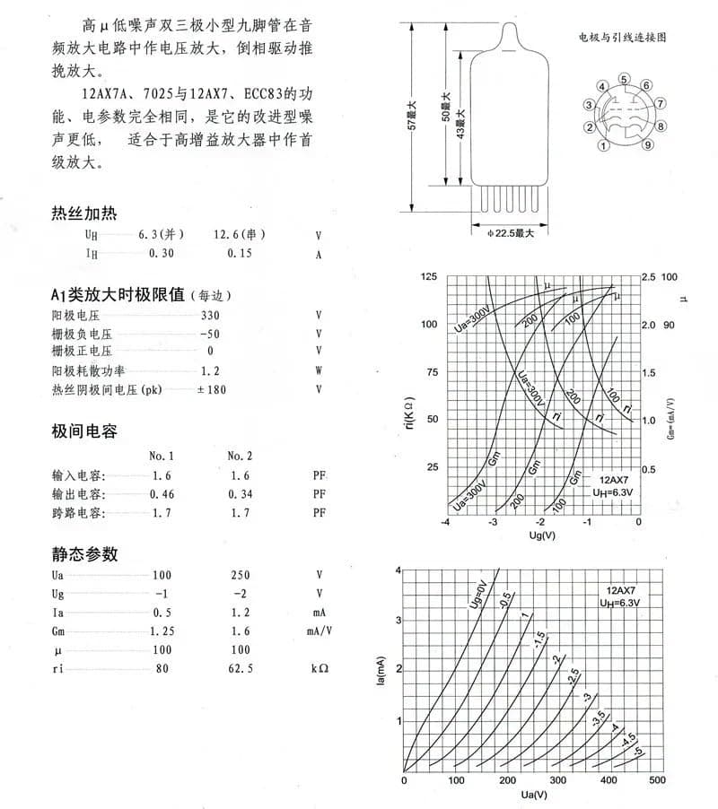 1PC Válvula de Vacío de Tubo de Reemplazo 12AX7B para - Imagen 5