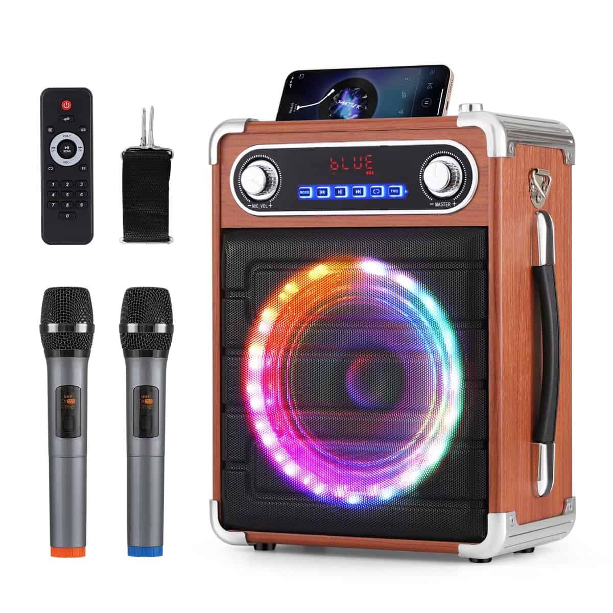 Máquina de Karaoke ROXAAN con Dos Micrófonos Inalámbricos,