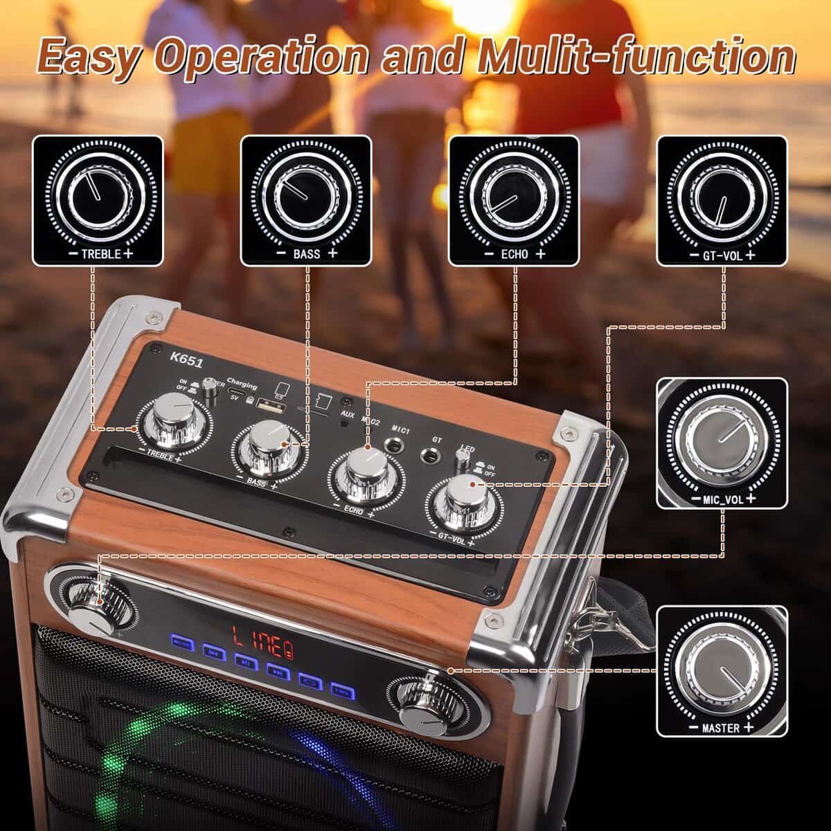 Máquina de Karaoke ROXAAN con Dos Micrófonos Inalámbricos, - Imagen 4