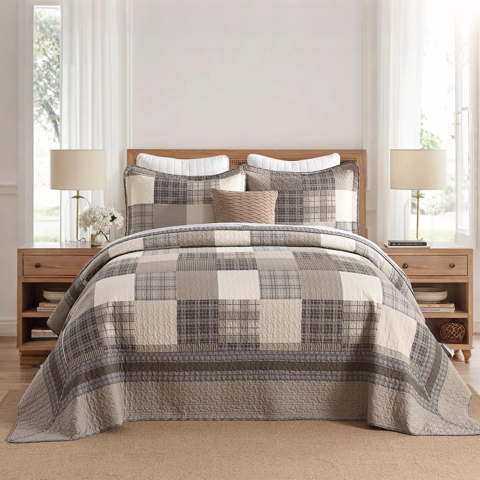 Colcha de cama extragrande QuiltMuse 128"x120" - 100%