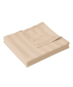 Sábana Plana de Algodón King, 600 Hilos -Rayas Beige Profund