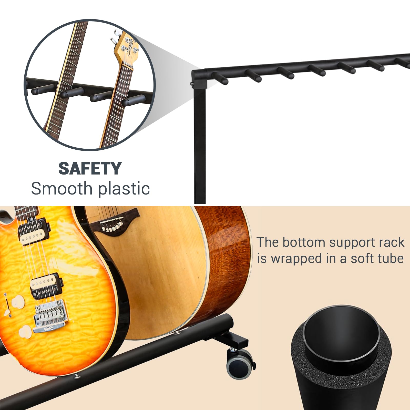 Soporte Múltiple para Guitarra con Ruedas 7 Soportes - Imagen 5