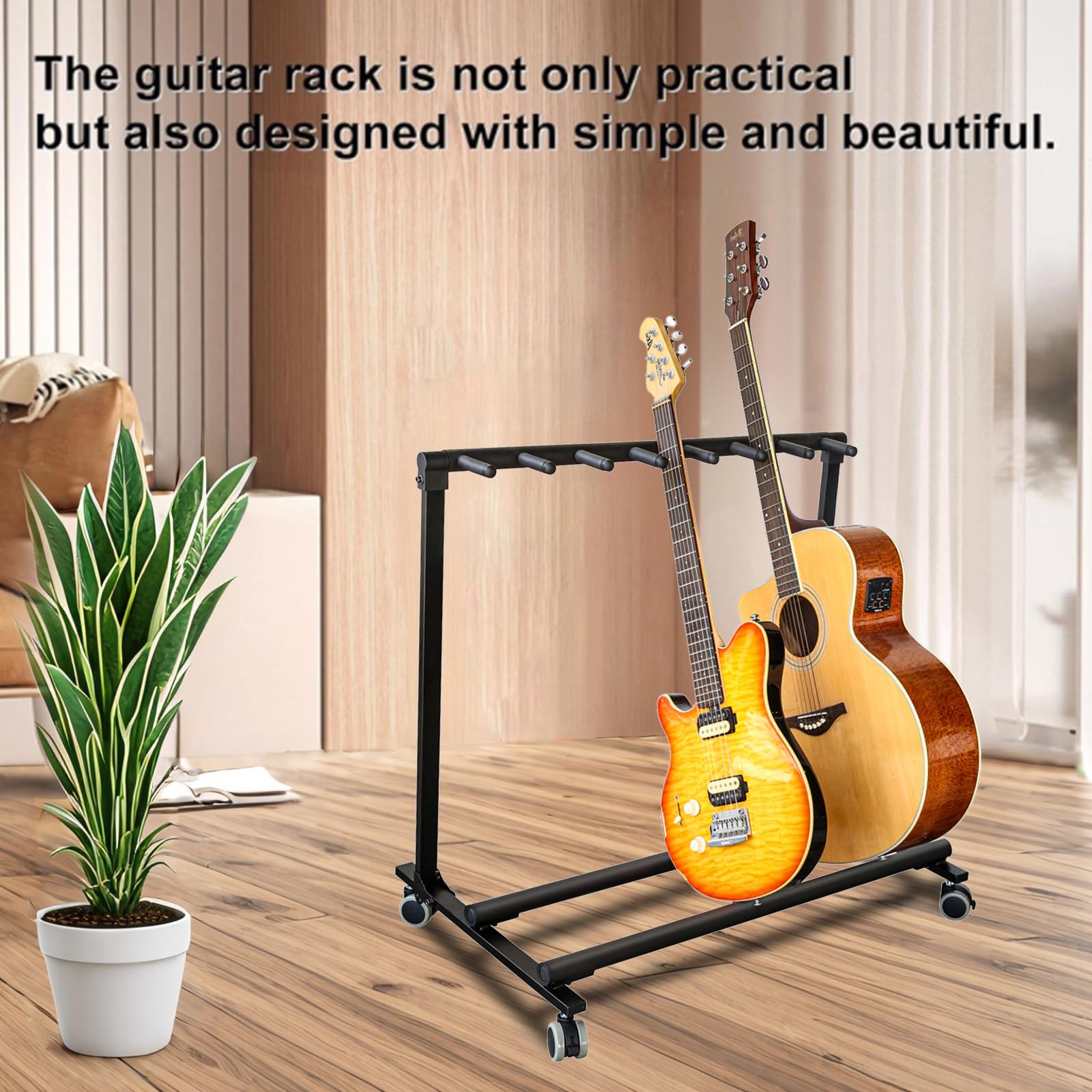 Soporte Múltiple para Guitarra con Ruedas 7 Soportes - Imagen 6