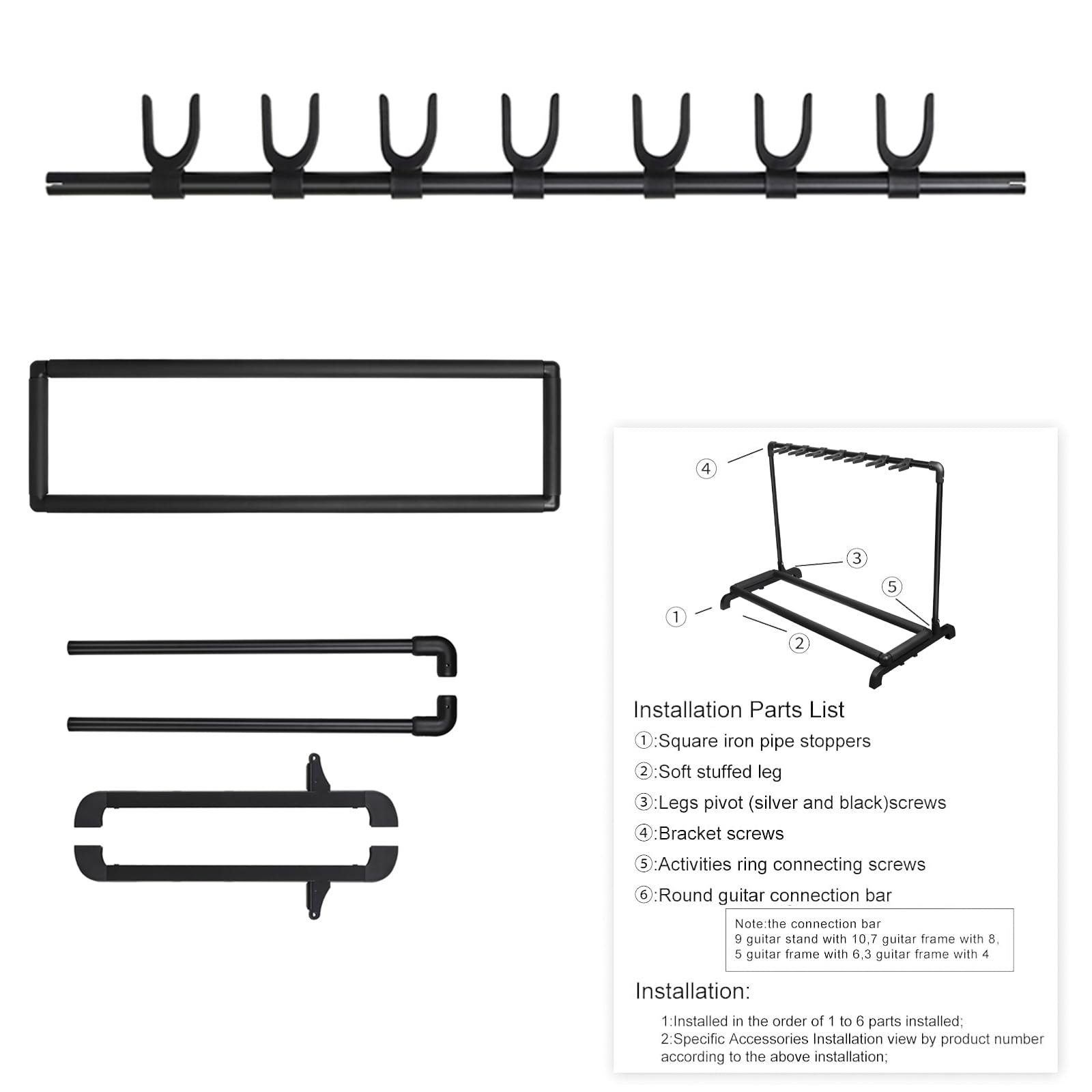 Elvaesther Soporte para Guitarra con 7 Soportes Plegable - Imagen 7