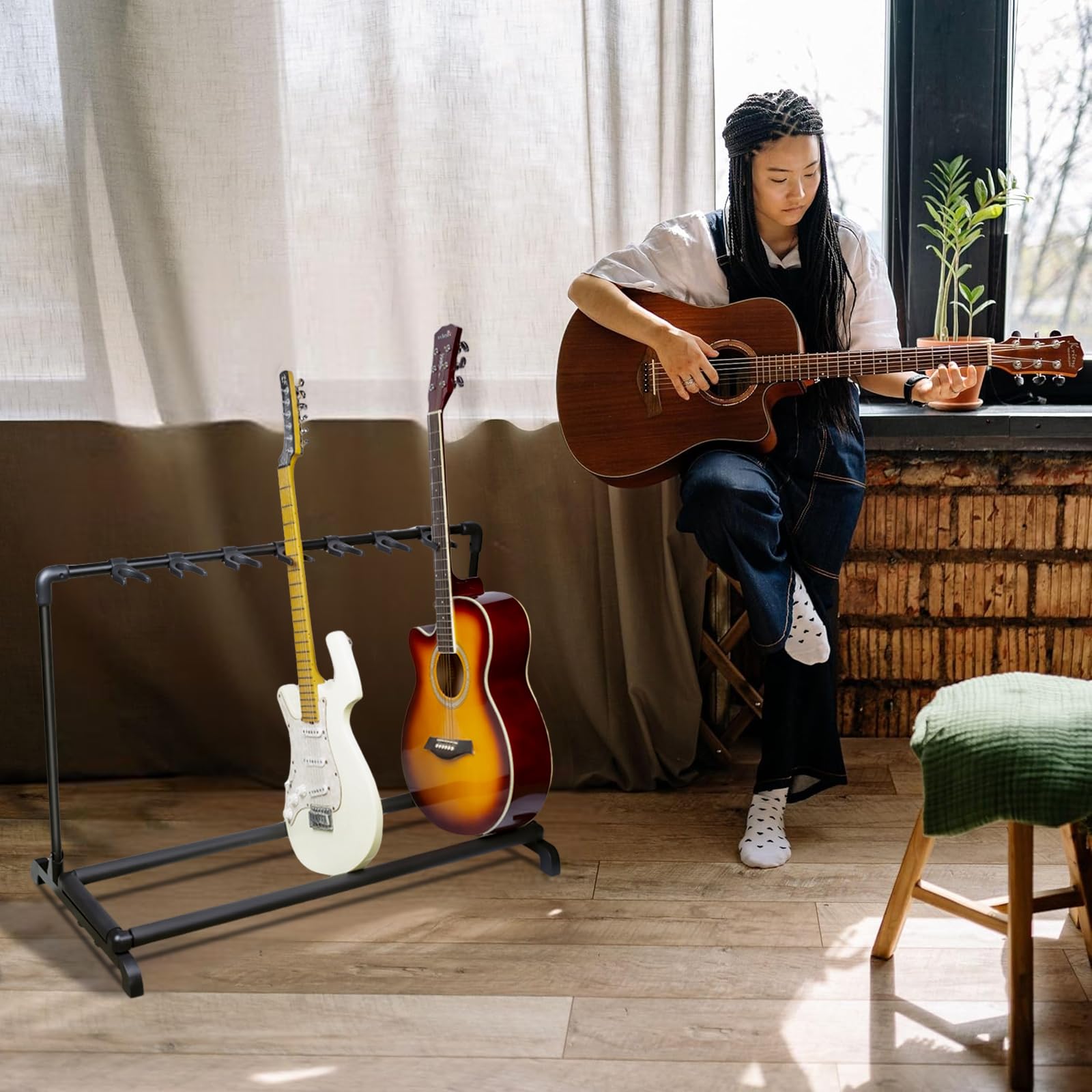 Elvaesther Soporte para Guitarra con 7 Soportes Plegable - Imagen 4