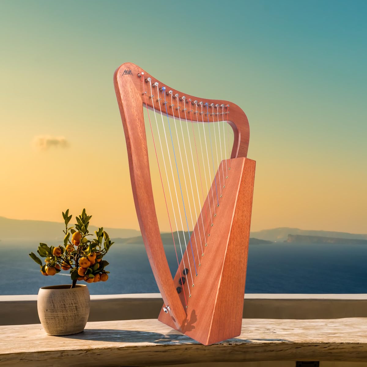 Arpa, AKLOT 15 Cuerdas Arpa Lira de Caoba de 22 pulgadas de - Imagen 9