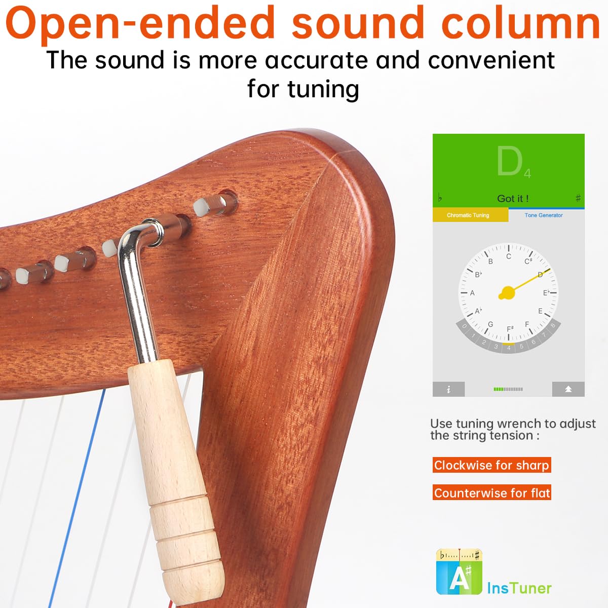 Arpa, AKLOT 15 Cuerdas Arpa Lira de Caoba de 22 pulgadas de - Imagen 5