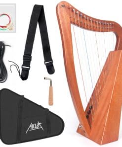 Arpa, AKLOT 15 Cuerdas Arpa Lira de Caoba de 22 pulgadas de