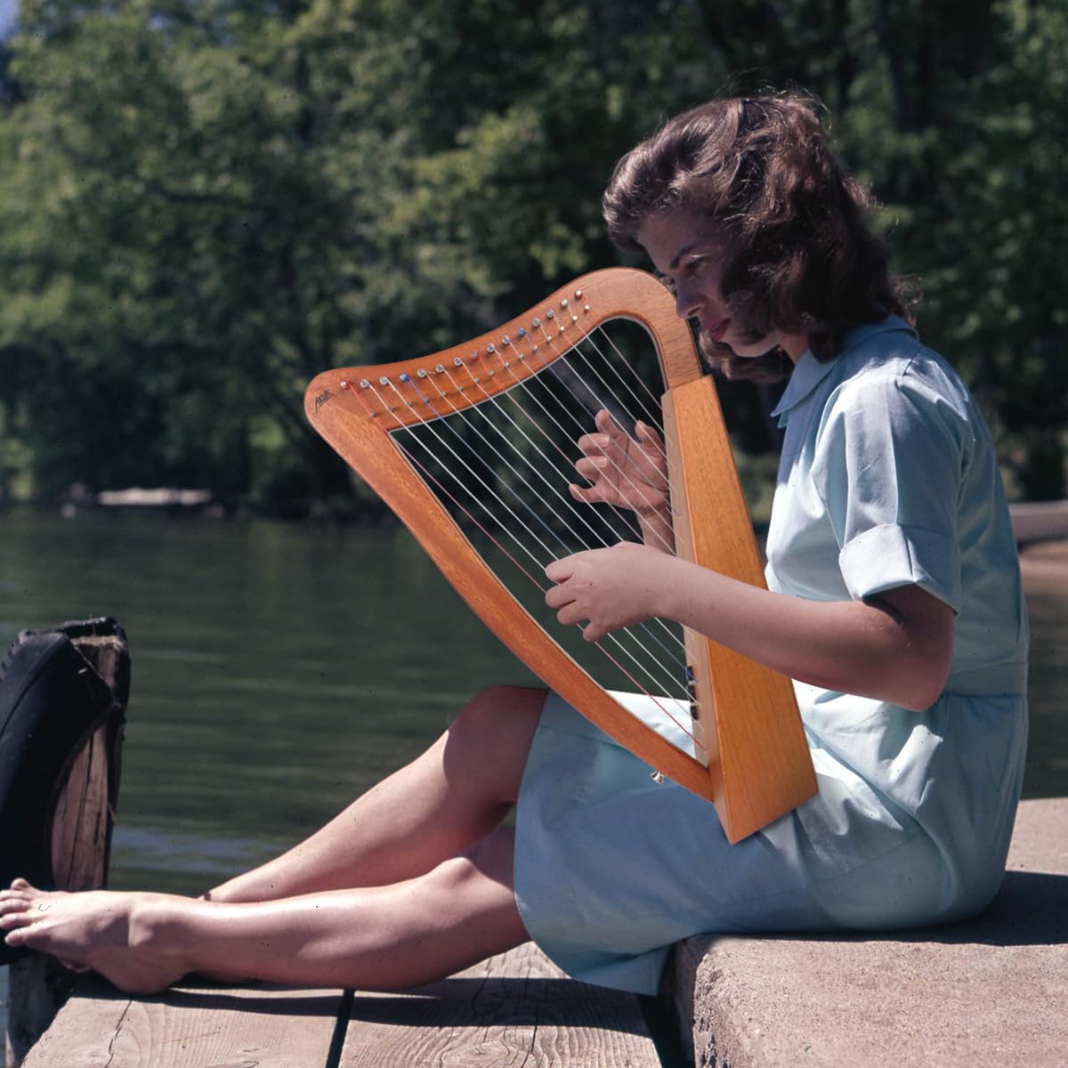 Arpa, AKLOT 15 Cuerdas Arpa Lira de Caoba de 22 pulgadas de - Imagen 8