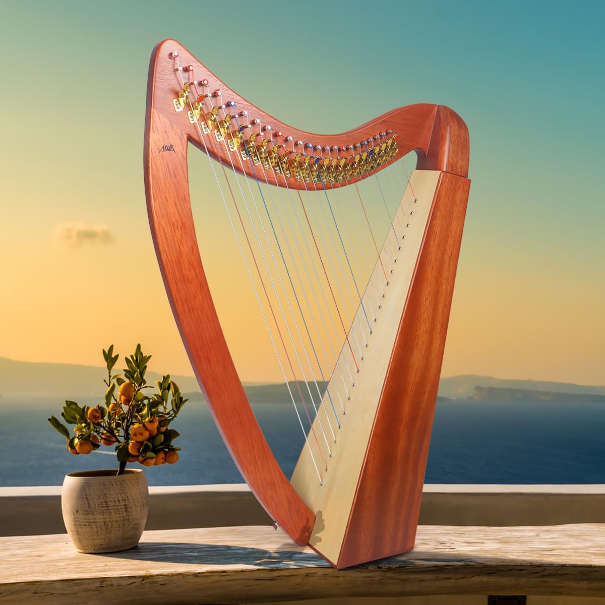 Arpa, AKLOT 23 Cuerdas Arpa de Caoba en Forma de Corazón de - Imagen 8