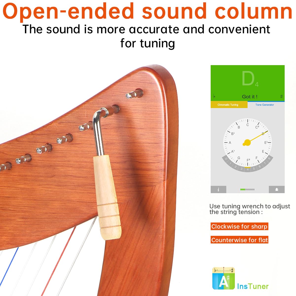 Arpa, AKLOT 23 Cuerdas Arpa de Caoba en Forma de Corazón de - Imagen 5