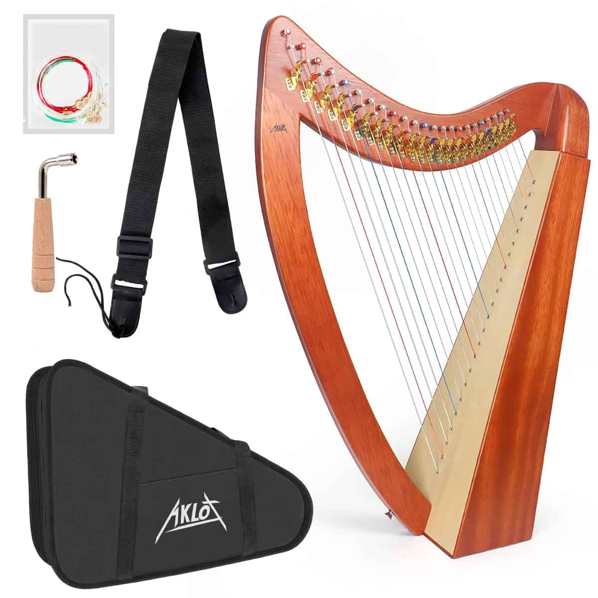 Arpa, AKLOT 23 Cuerdas Arpa de Caoba en Forma de Corazón de