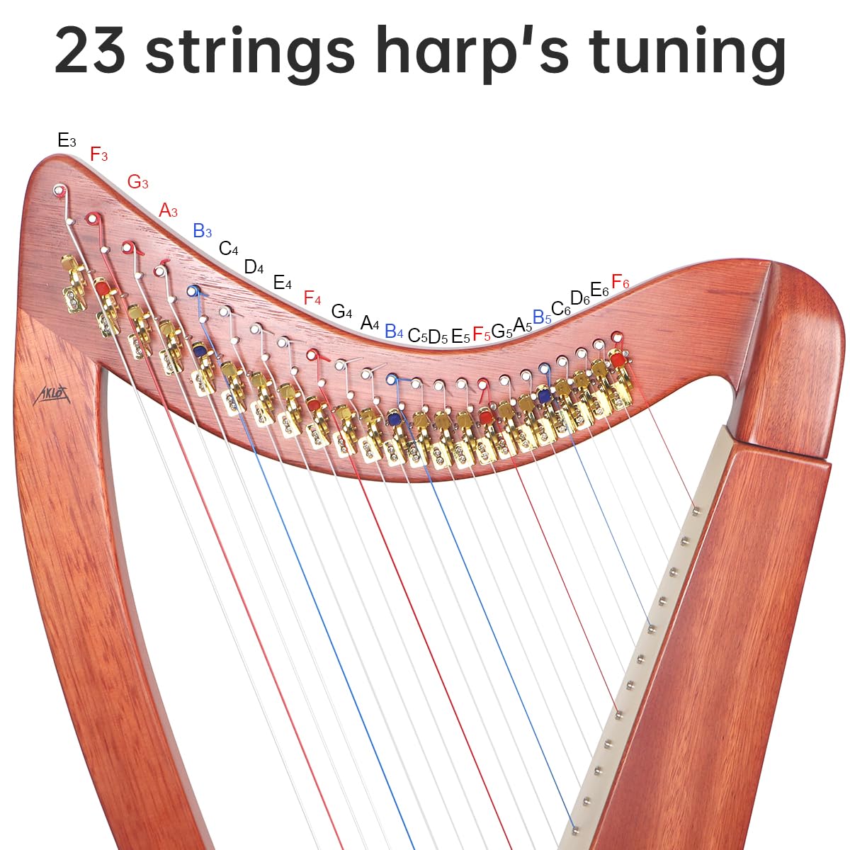 Arpa, AKLOT 23 Cuerdas Arpa de Caoba en Forma de Corazón de - Imagen 4