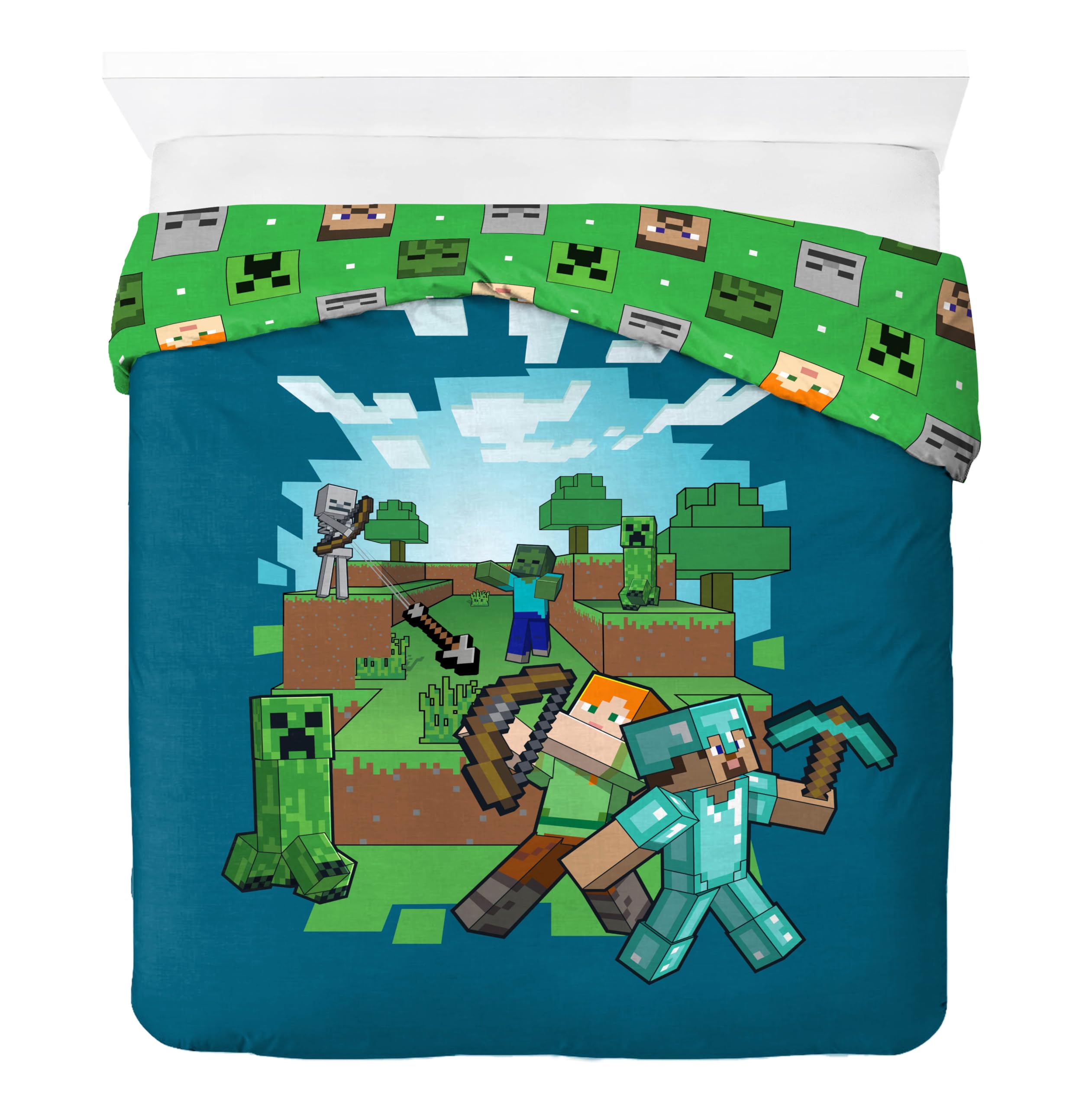 Jay Franco Minecraft Juego de Funda de Edredón y Funda de - Imagen 3