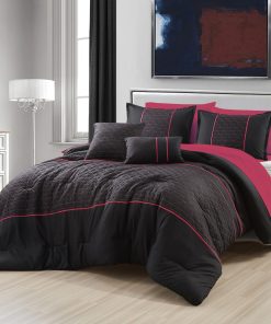 Set de Edredón de 9 Piezas ESCA Negro Rosa, Juego de