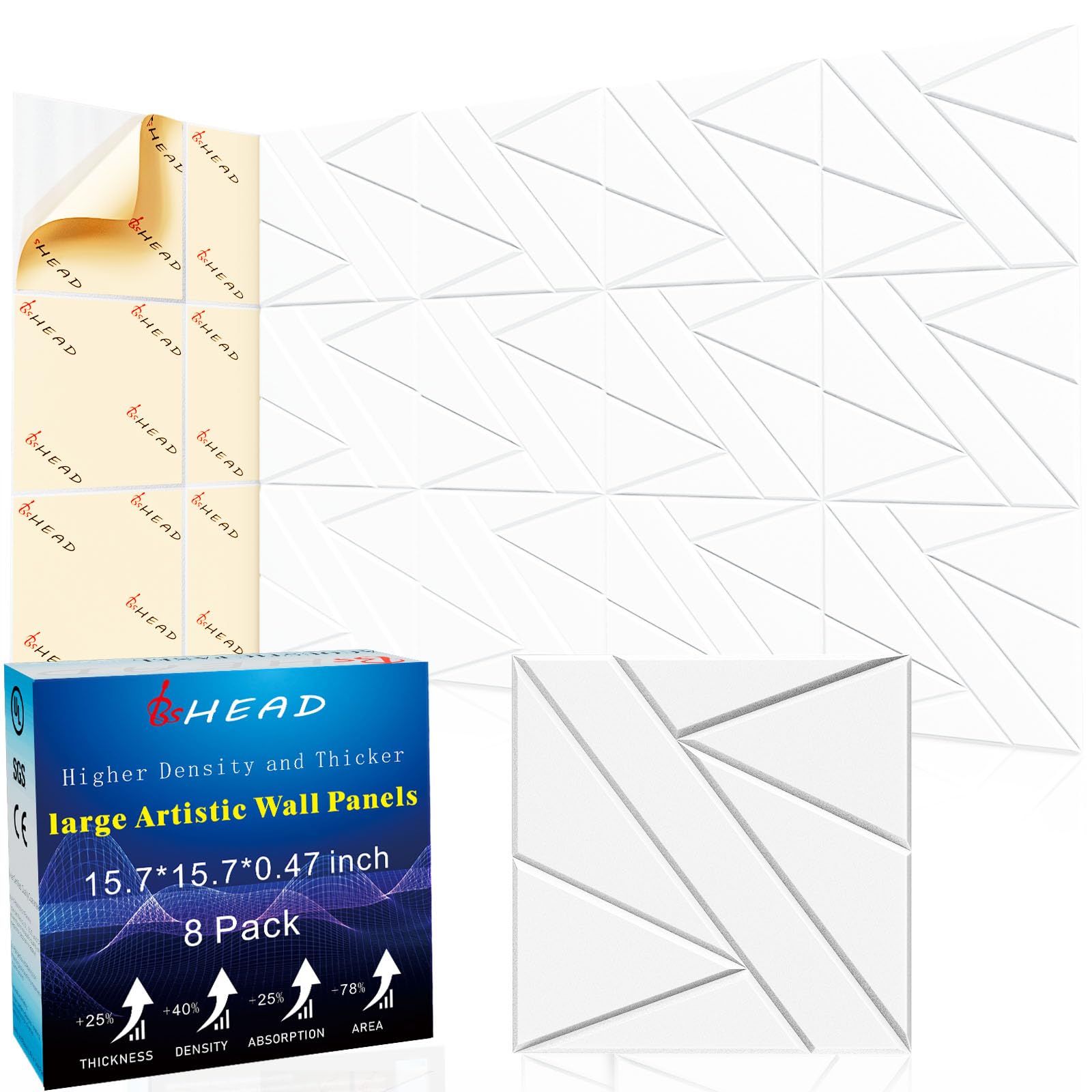 Paquete de 8 Paneles de Pared Insonorizantes Autoadhesivos,