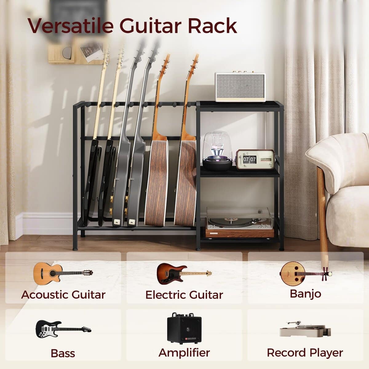 Soporte para Guitarra MAHANCRIS, Soporte para 5-6 - Imagen 5