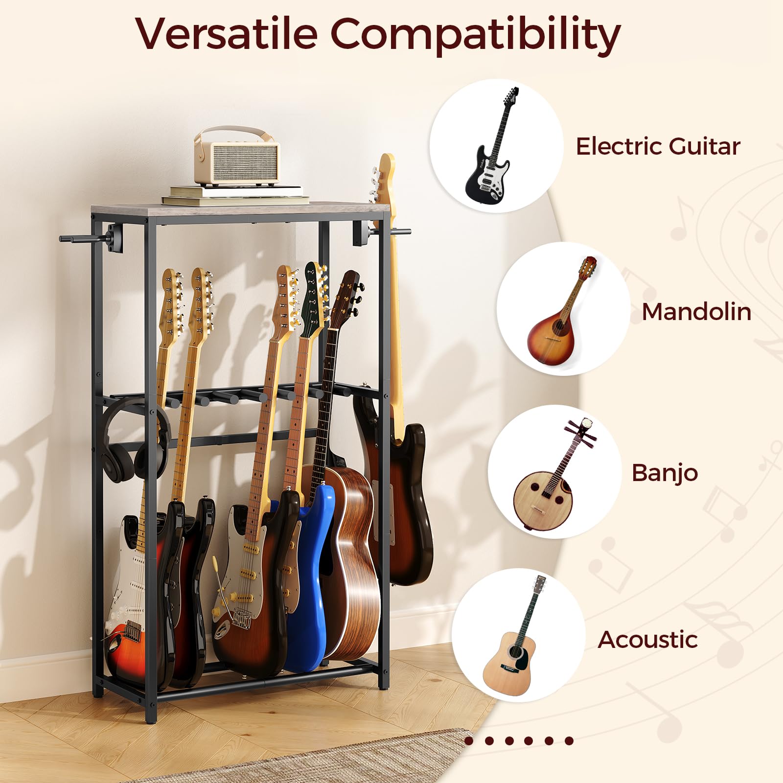 Soporte de Guitarra MAHANCRIS, Soporte de Guitar para - Imagen 7