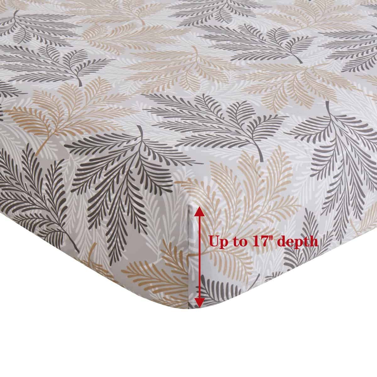 Juego de Sábanas de 6 Piezas con Estampado de Hojas Grises - Imagen 6