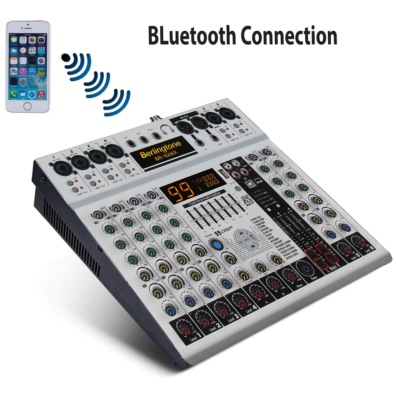 Mesa de Mezclas de Sonido Profesional de 6/8 Canales con - Imagen 3