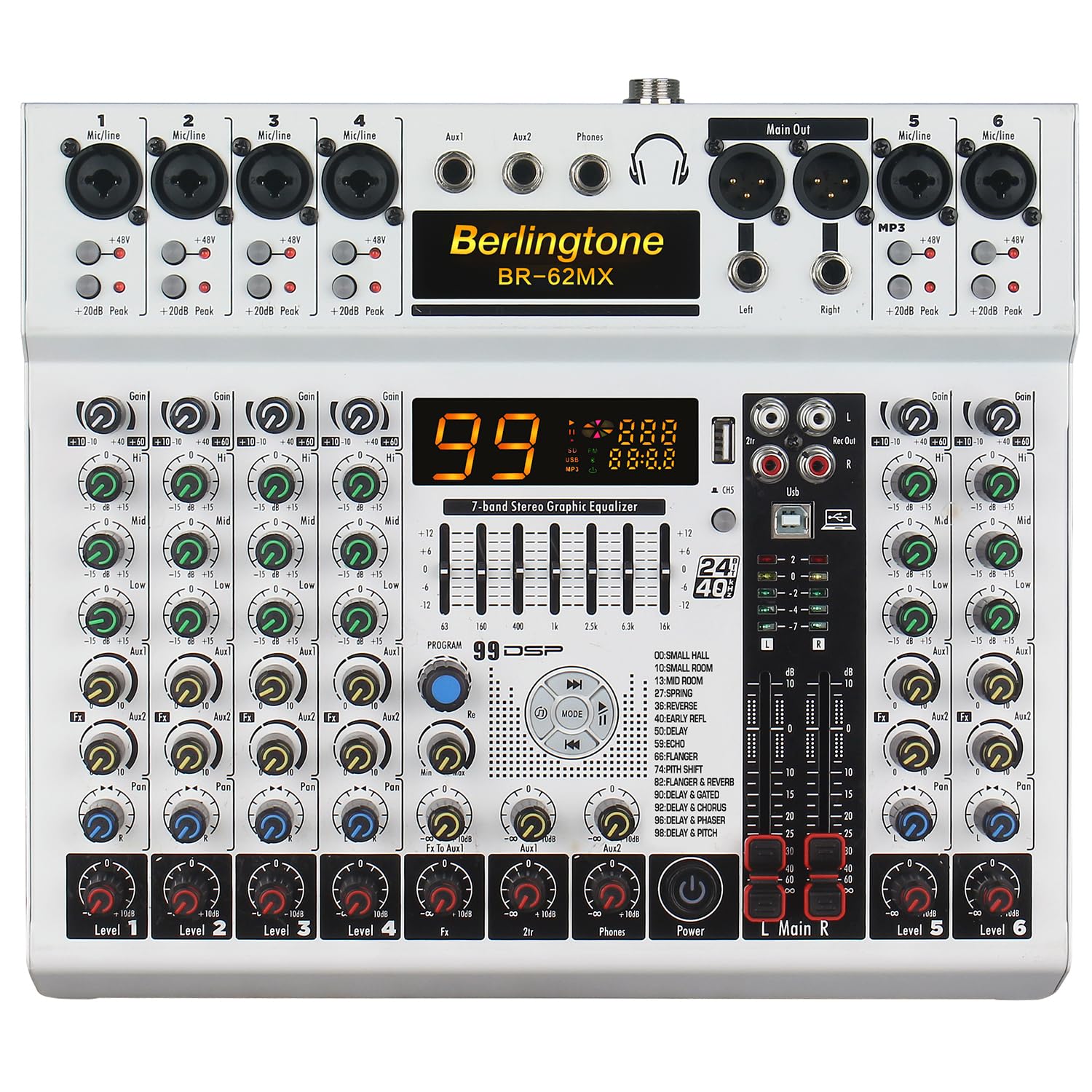 Mesa de Mezclas de Sonido Profesional de 6/8 Canales con