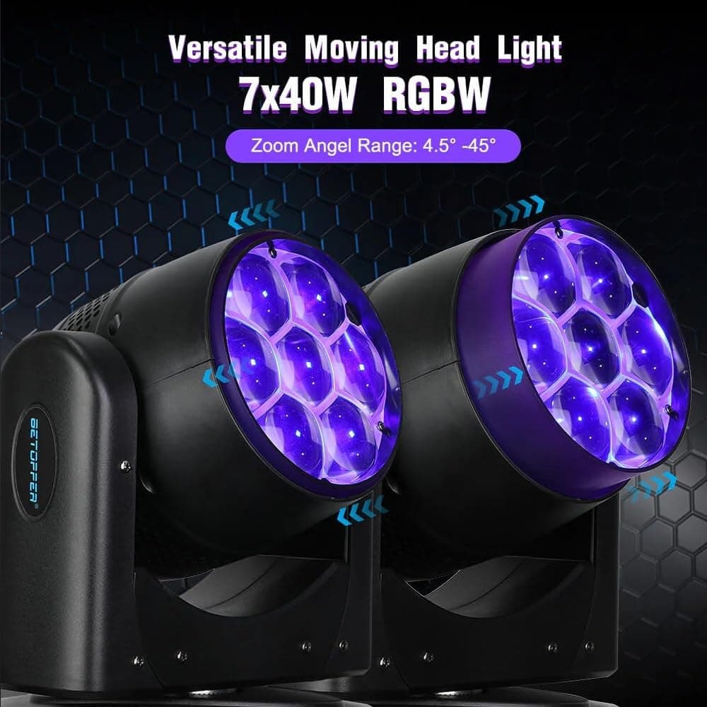 Betopper 7 * 40W Luz de Cabeza Móvil DJ con Control de - Imagen 5