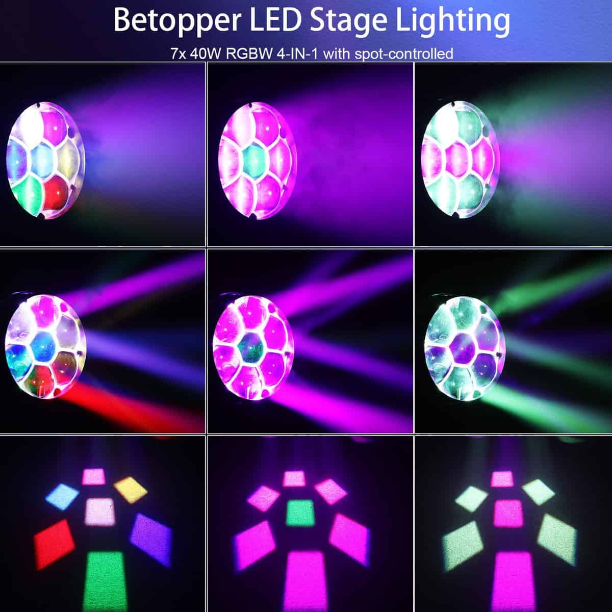 Betopper 7 * 40W Luz de Cabeza Móvil DJ con Control de - Imagen 4