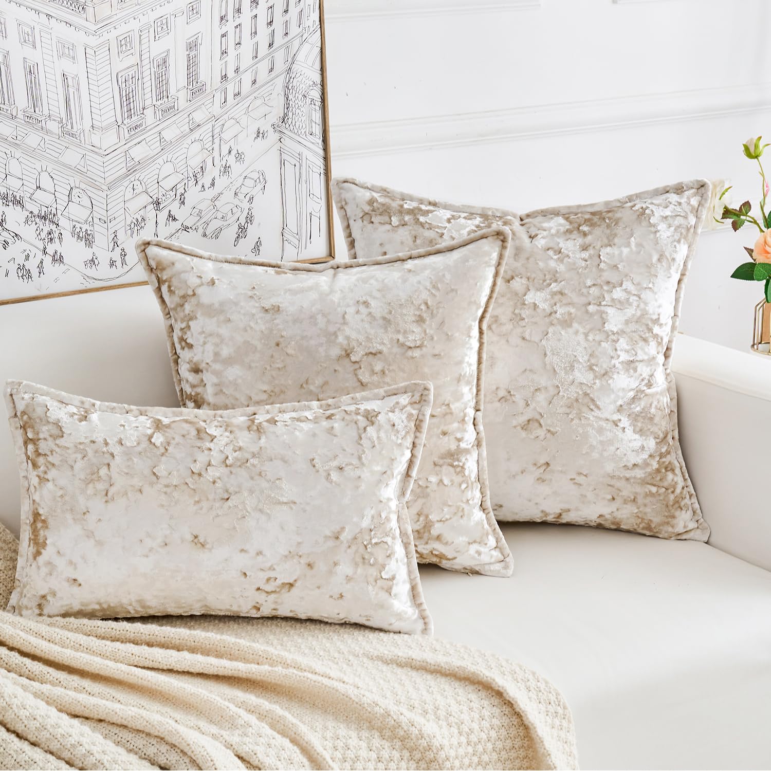 Fundas de cojín de terciopelo aplastado HERAYLI Premium